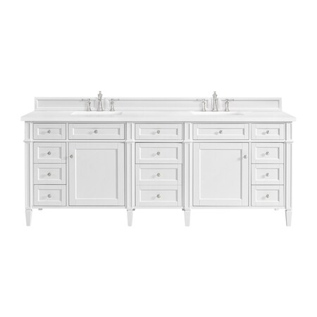 James Martin Vanities 84'' Double Vanity, Bright White w/ 3 CM White Zeus Quartz Top 655-V84-BW-3WZ