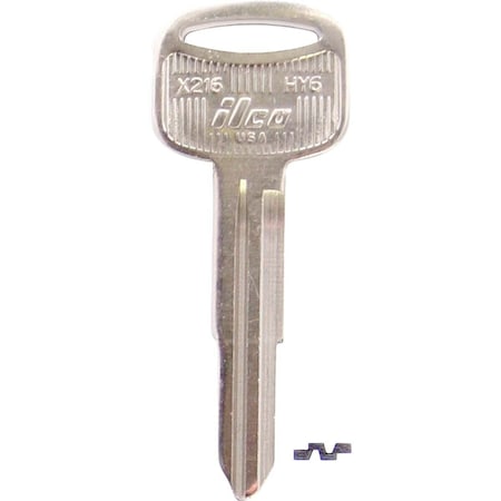 Kaba Ilco Hyundai Nickel Plated Automotive Key, HY6 / X216, 10PK AF01414002