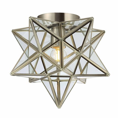 Jonathan Y Stella 12 in. Moravian Star Metal/Glass LED Flush Mount, Nickel JYL9035E