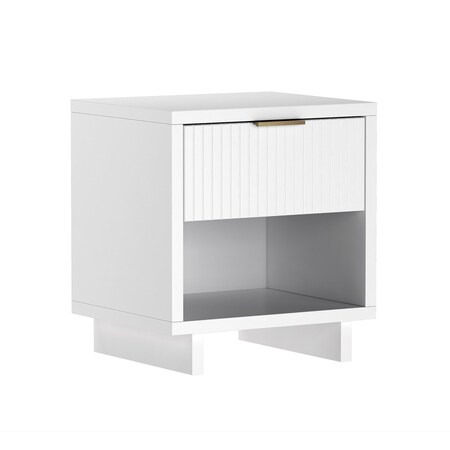 Manhattan Comfort Elara 18 in Solid Wood Nightstand in White (1-Drawer) NS1794-1
