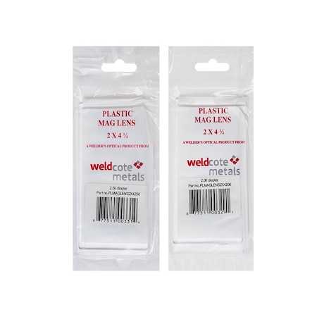 Weldcote 1.75 Plastic Magnifying Lens 2in x 4-1/4, 6PK PLMAGLENS2X4175