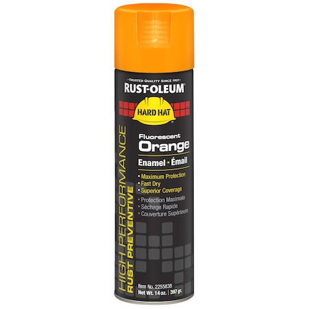 Rust-Oleum Rust Preventative Spray Paint, Fluorescent Orange, Fluorescent, Solvent, 14 oz 2255838