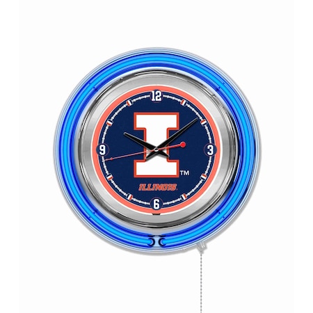 Holland Bar Stool Co University of Illinois Double Neon 15" Clock Clk15IlliniU