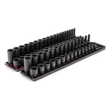 Tekton 3/8 in Drive Impact Socket Set, Metric, SAE, 68 pcs SID91218