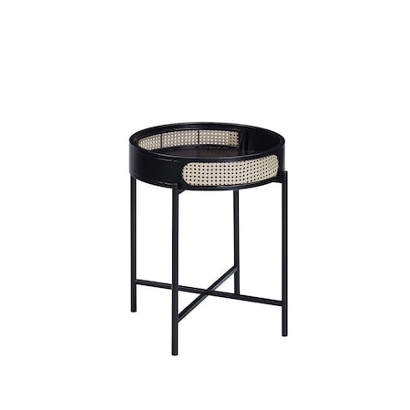 Homeroots 24" Black Melamine Veneer And Manufactured Wood Round End Table 486417