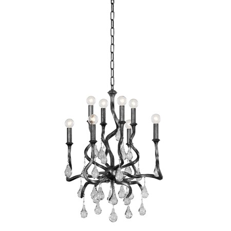 Corbett Lighting Aveline 8 Light Chandelier 22 In. Black Silver Leaf 414-23-BSL