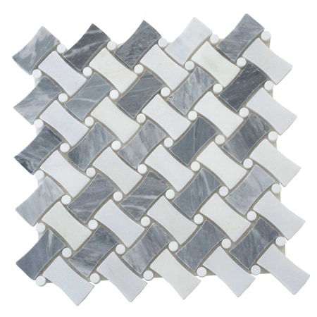 Apollo Tile 11x11 Bardiglio Nuvolato, Eastern White Marble Polished Floor and Wall Mosaic Tile 4.2sqft/case, 5PK APLSE88B25A