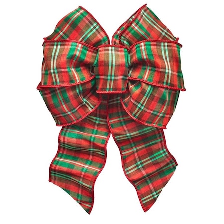 Holiday Trims Wired Bow, Red/Green, 7 Loops, 8-1/2 x 14 in 6159