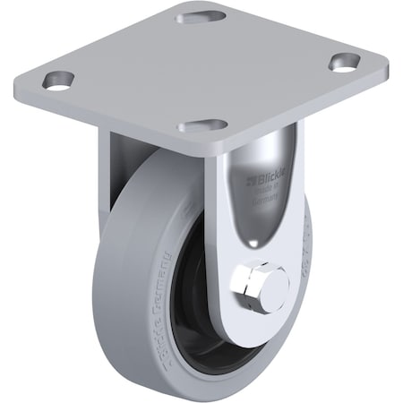 Blickle Rigid Plate Caster, Solid Rubr, 4", 440 lb. BKS-POEV 100KA-14-SG