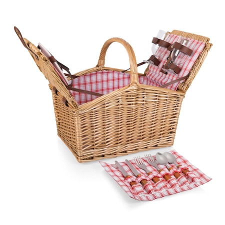 Picnic Time Family Of Brands Piccadilly Picnic Basket, Red & White Plaid Pattern 202-19-114-000-0