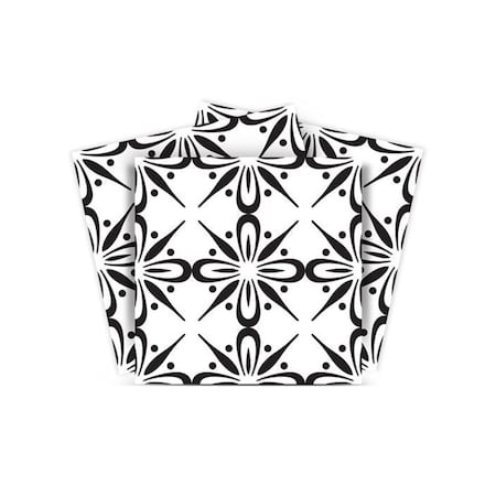 Homeroots 4" X 4" Black and White Quattra Peel and Stick Removable Tiles 399970