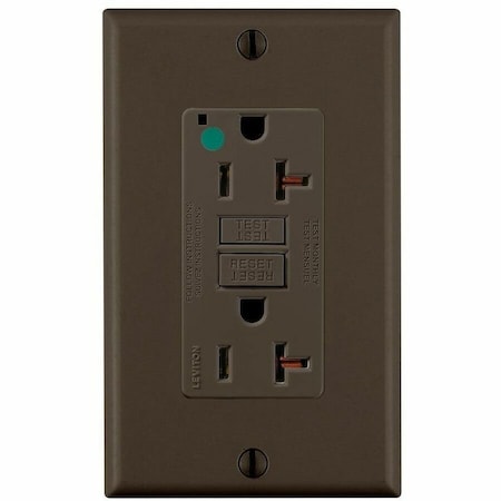 Leviton GFIRcptcl, 20A, 125VAC, Brn, Polycarbonate GFNT2-HG