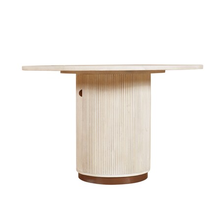 Homeroots 48" White Solid Wood Pedestal Base Round Top Dining Table 606259