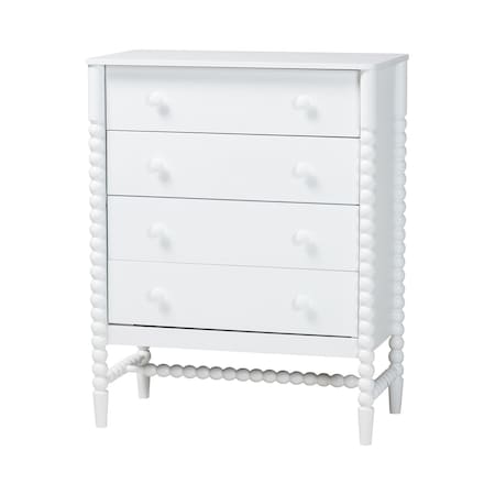 Baxton Studio Brantley Spindle Chest with Four Drawers, White 272-14812-ZORO