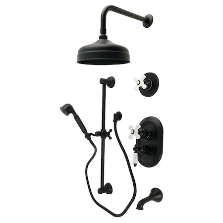 Kingston Brass Thermostatic Tub and Shower System, Matte Black KSK36300PX