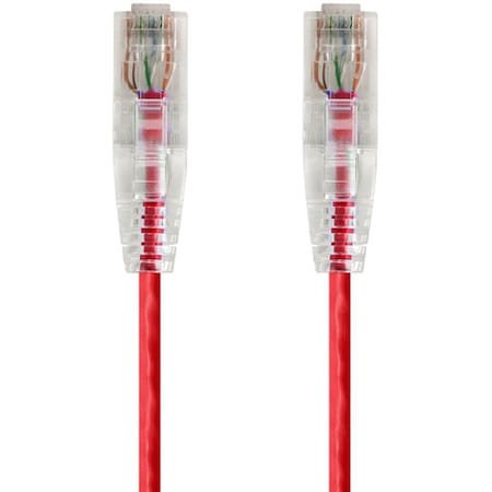 Monoprice Slim Cat6 Utp Network Cable, 3 ft.Red 14806