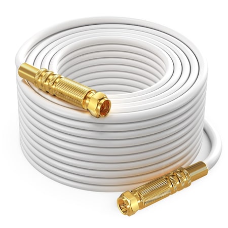 Maximm 150ft RG6 Quad Shielded Coaxial Cable, Non-Oxygen Copper, White RG6-STS-GLD-4S-150WH