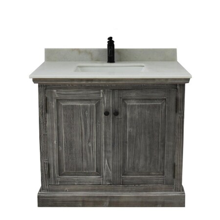 Infurniture WK1836-G plus AP Top 37 in. Rustic Solid Fir Sink Vanity In Grey-No Faucet WK1836-G +AP Top