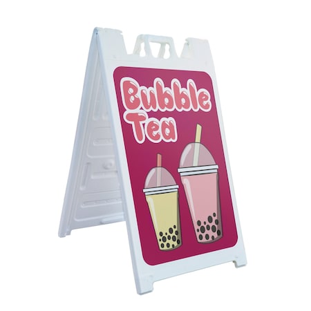Signmission Bubble Tea, A-Frame & 2 Decals Installed, Heavy-Duty Plastic Frame SBHD-D-2436-30351