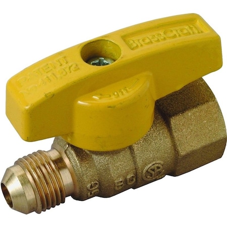 Brasscraft Gas Ball Valve, 3/8 x 1/2 in Connection, Flared x FIP, 5 psi Pressure, Brass Body PSSL-12