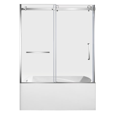 Kingston Brass 60" Acrylic Alcove Left-Hand Drain Tub with Right Sliding Tub Door, White/Polished Chrome KVTAM6032L211