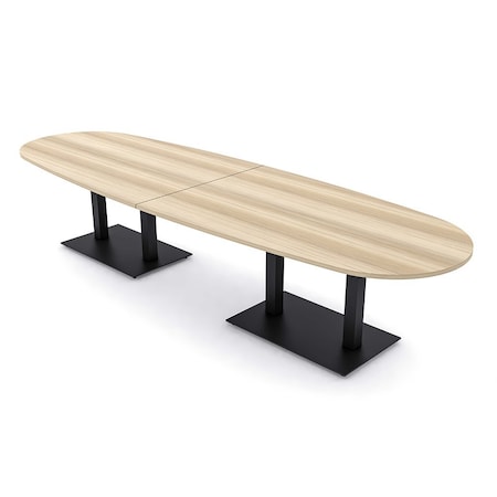 Skutchi Designs Boval Conference Table With Power, 48 in W, 120 in L, Brown HAR-BOVL-48X120-DOU.BK-K525-NA