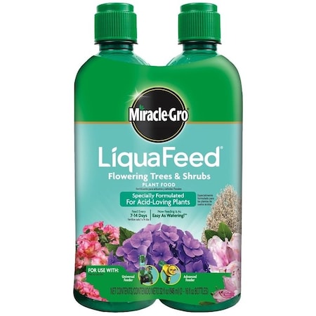 Miracle-Gro LiquaFeed Flowering Tree and Shrub Plant Food, 16 oz Bottle, Liquid, 9-3-3 N-P-K Ratio 112100