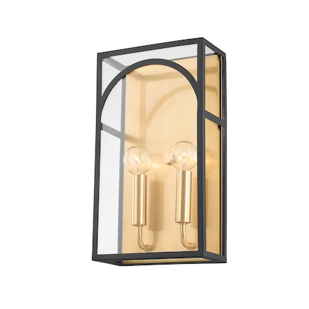 Mitzi Addison 2 Light Wall Sconce 3.75 In. Aged Brass/Textured Black Combo H642102-AGB/TBK