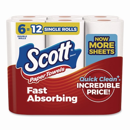 Scott Choose-a-Size Perforated Roll Paper Towels, 1 Ply, 108 Sheets, White 55413