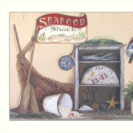 Homeroots Seafood Shack White Picture Frame Print Kitchen Wall Art 404725