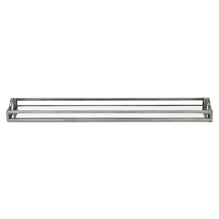 Homeroots 32in Silver Mirrored Glass Handmade Vanity Tray With Handles 713543