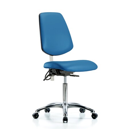 Blue Ridge Ergonomics Vin Med Ben Chair, Med, Bk, Blu, CL100/ESD, No Arms, 22" to 29" Height, Blue BR-NECR-VMBCH-MB-CR-T0-A0-NF-EC-ESDBLU
