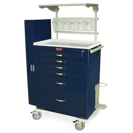 Harloff Tall Treatment Crash Cart with Difficult Airway Accessory Pack, Standard Width, 6 Drawers, Key Lock MDS3030K16+MD30-AIRWAYPKG