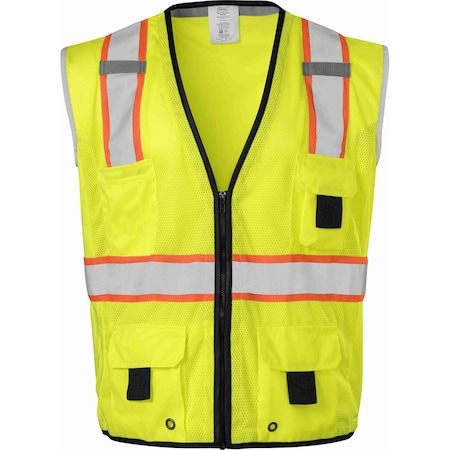 Ironwear Type R Class 2 Hi Vis Reflective Mesh 11 Pocket Zipper Safety Vest, Lime, X-Large 1248-LZ-RD-XL