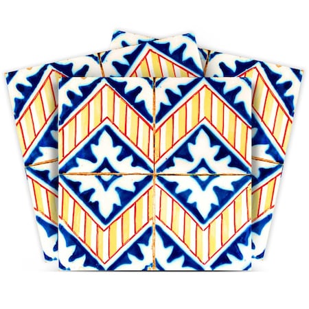 Homeroots 12" X 12" Blue Yellow Zig Peel and Stick Tiles 555968