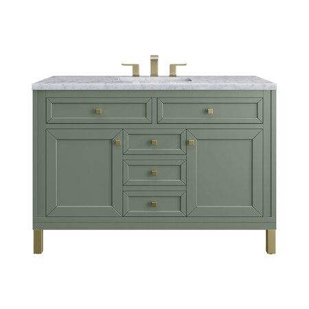 James Martin Vanities Chicago 48 in. Single Vanity, Smokey Celadon, w/ 3 CM Carrara Marble Top 503-V48-SC-3CAR