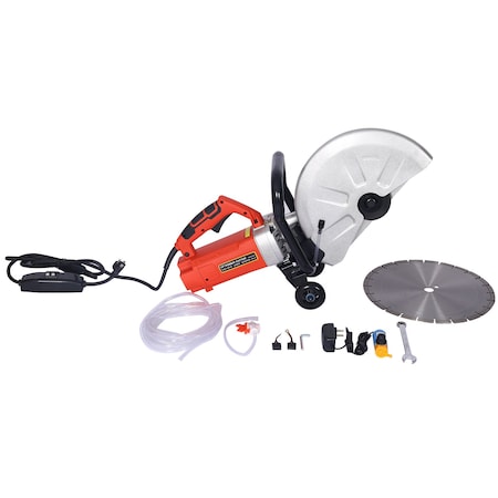 Edendirect Electric 14 Wet/Dry Concrete Saw Cutter, 3000W with Water Line & Guide Roller, Includes Blade ED-W465S00089