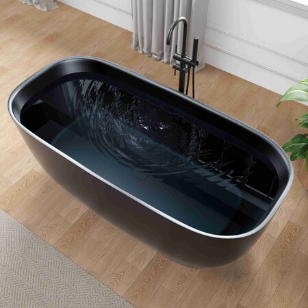 Anzzi Piete Series 32in W x 68in D x 25in H Black Freestanding Bathtub MN6732BKS