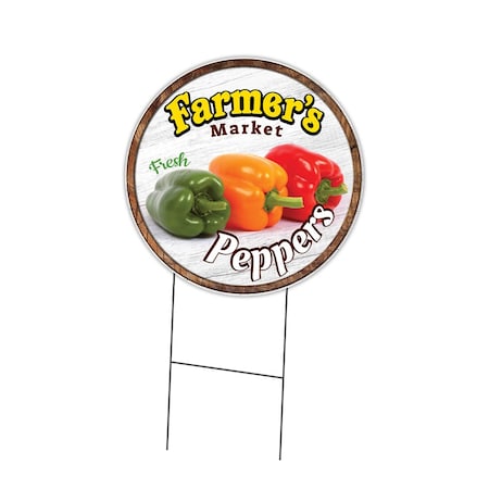 Signmission Farmers Market Peppers Double Sided Corrugated Plastic Circle Yard Sign, C-24-CIR-DS-WS- Peppers C-24-CIR-DS-WS- Peppers