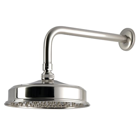 Kingston Brass 8" Round Raindrop Brass Shower Head with 12" Shower Arm, Brushed Nickel K324K38
