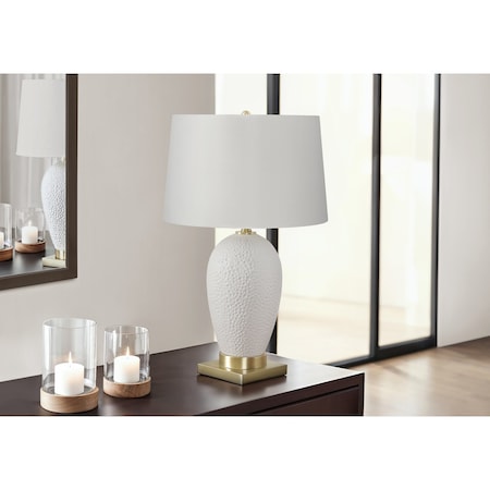Monarch Specialties Lighting, 26 in.H, Table Lamp, White Ceramic, Ivory / Cream Shade, Transitional I 9610