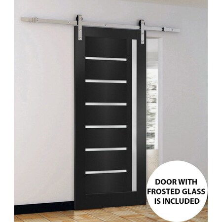 Sartodoors Sturdy Barn Door Black Solid Core Modern Interior QUADRO4088BD-S-BLK-18