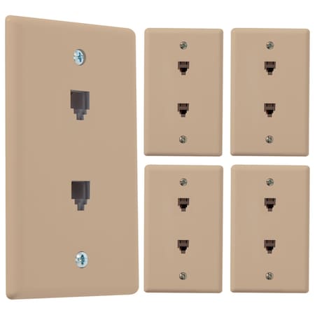 Newhouse Hardware Ivory Phone Duplex Jack Plate, 5PK D2PHP-IV-05