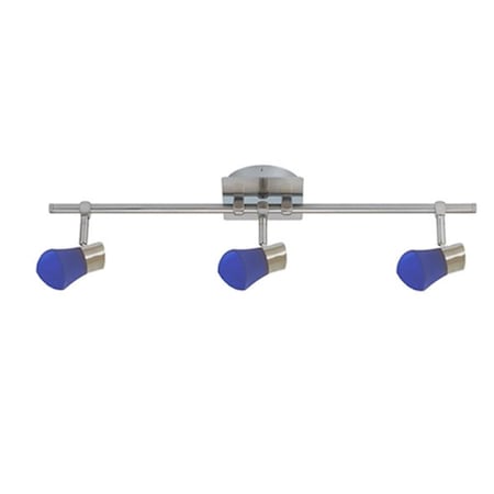 Gorgeousglow 3-Light Satin Chrome Bar Rail Kit- Blue Glass GO3001349