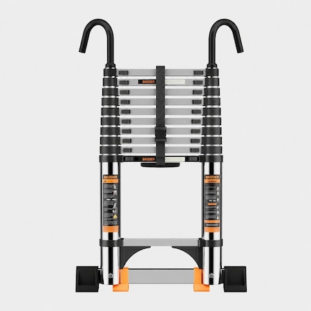 Wrightmaster 10.5 ft. Lightweight Steel Extension Ladder with Stable Hook, Stabilizer Bar 330 lbs. Load Capacity ZROYT320