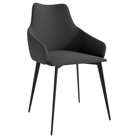 Leisuremod Sonnet Modern Dining Chair in Grey Leather and Iron Legs SC51GR