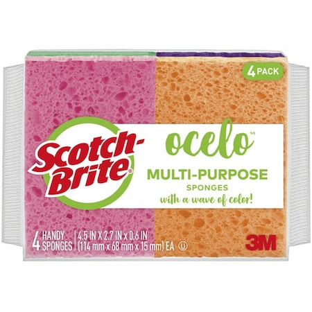 Scotch-Brite Ocelo Handy Sponge Assorted Colors, 4PK 7274-FD