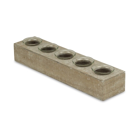 Homeroots Set of Six Brown Solid Wood And Glass Additional Accessory, 6PK 487947