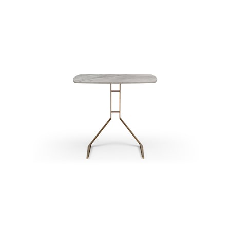 Homeroots 24" White And Bronze Ceramic Faux Marble and Steel End Table 719954