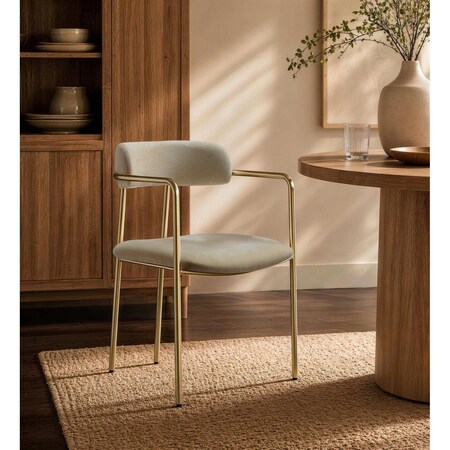 Manhattan Comfort Serene Metal Upholstered Dining Chair in Taupe DC1882-TP